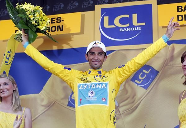 Alberto Contador (Astana) took over yellow on stage 15
