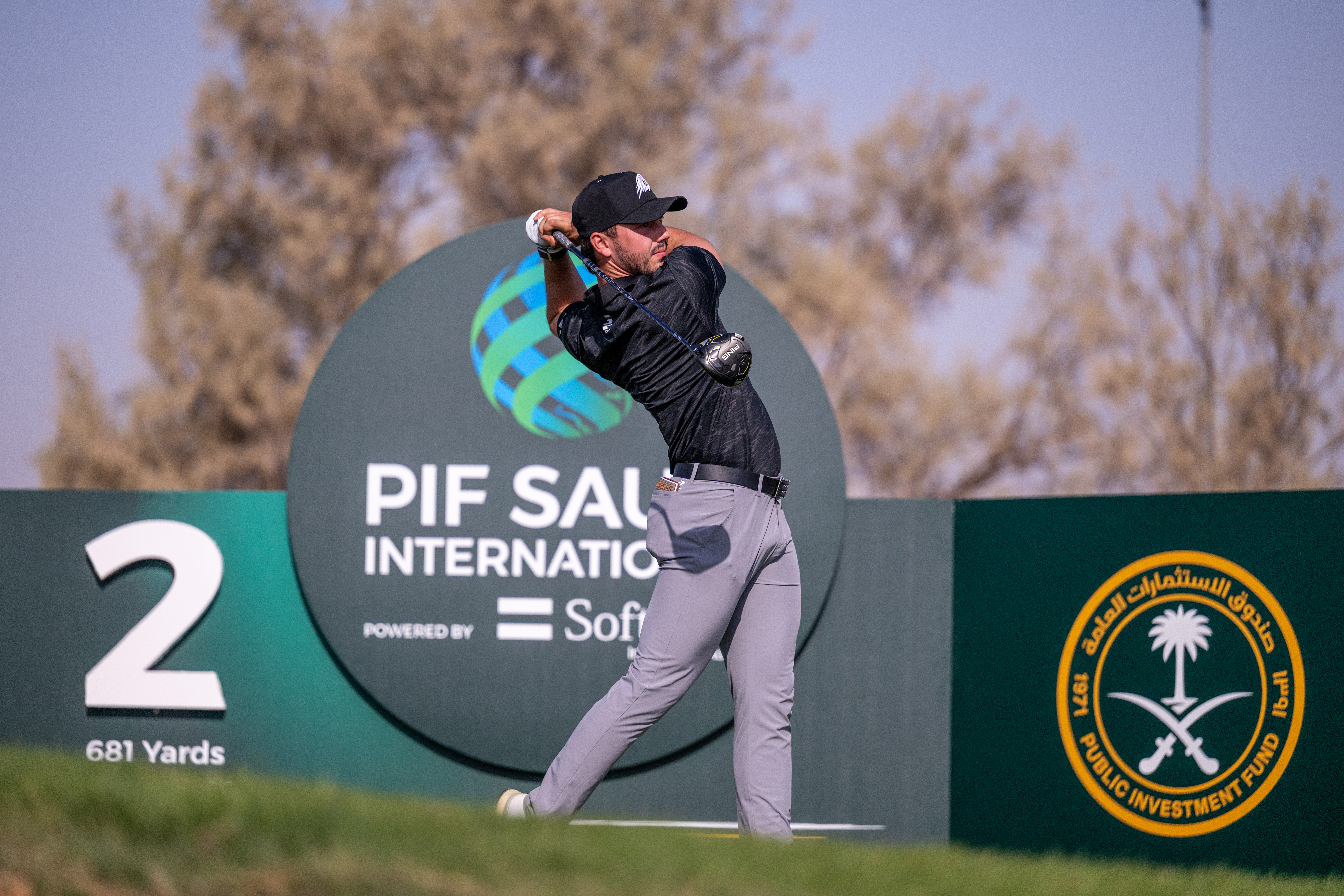 Josele Ballester hits a driver off the tee