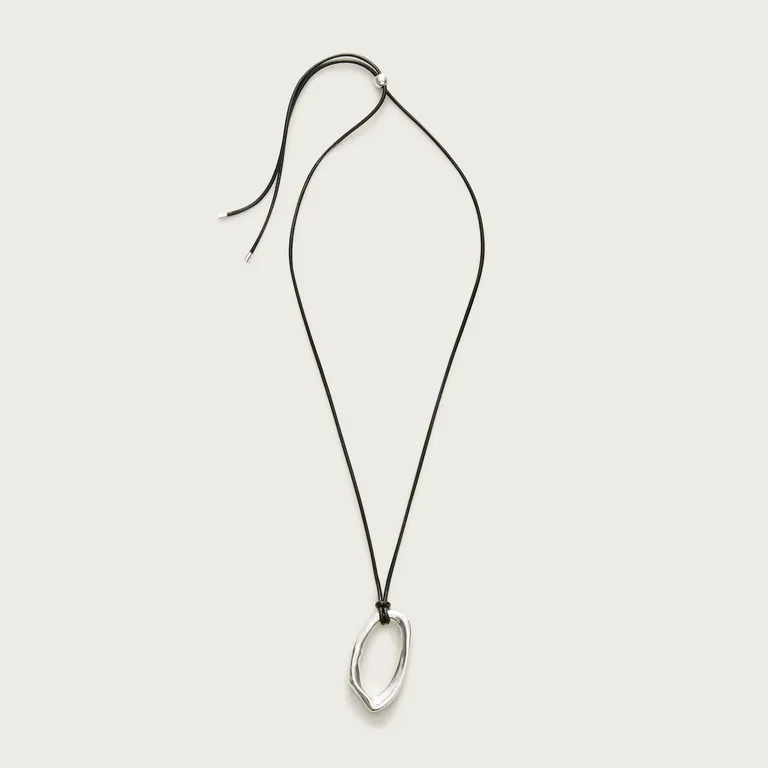 J.Crew, Oval Pendant Necklace with Leather Cord