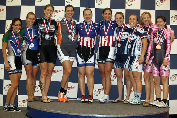 Women's Madison Podium: Hanan Alves-Hyde and Elspeth Huyett, Valerie Bostrom and Jennifer Triplett, Jennie Reed and Cari Higgins, Colleen Hayduk and Kacey Manderfield, Jennifer Reither and Kate Wilson.