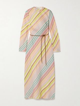 Halliday Belted Striped Linen Maxi Dress