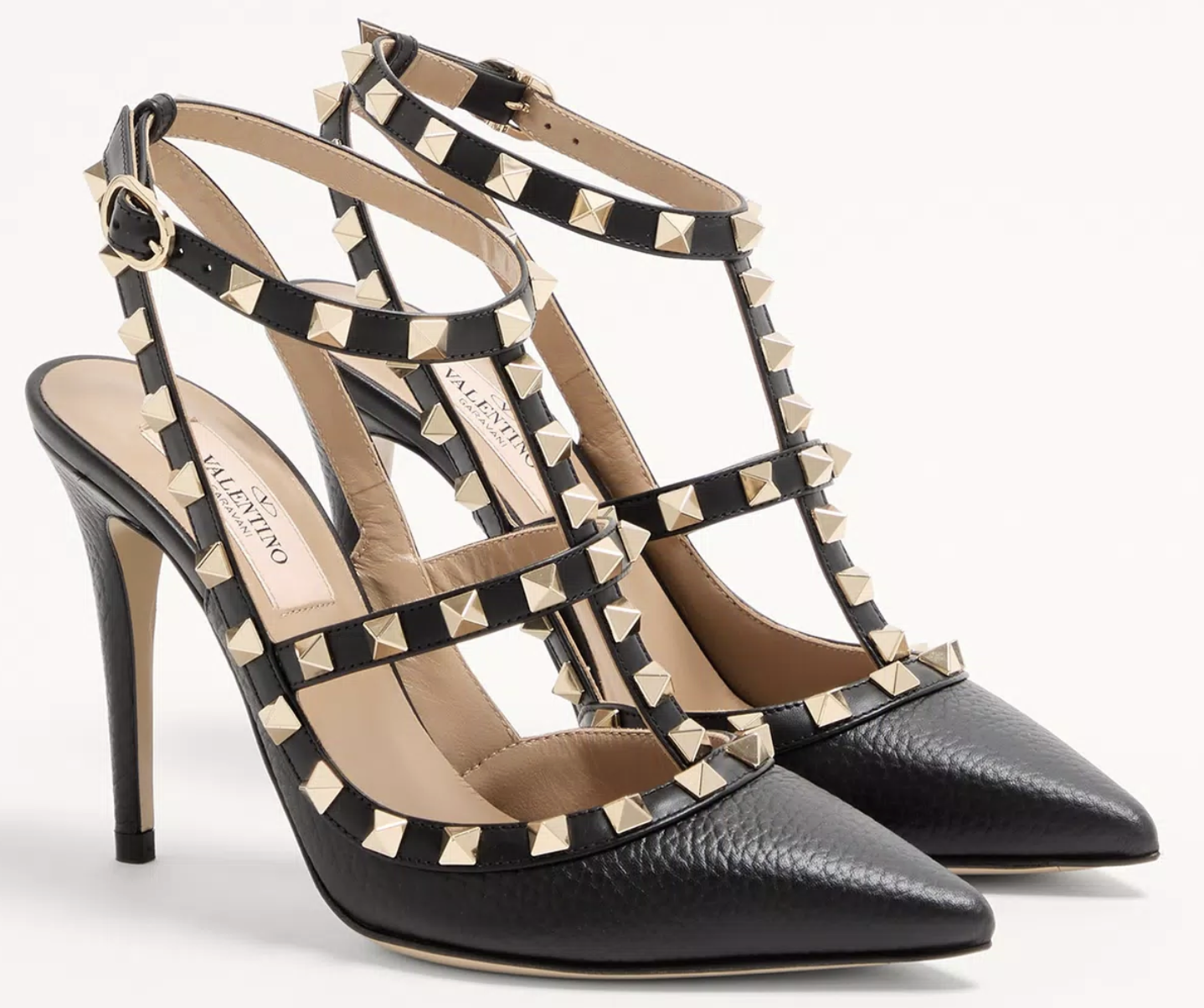 Valentino, Rockstud Grainy Leather Ankle Strap Pump 100 Mm
