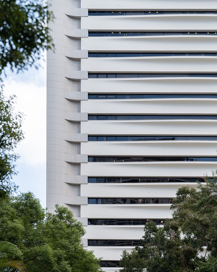 exterior of Hong Kong brutalist inspired office by Brewin