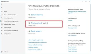 Windows Security firewall settings