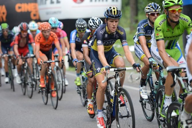 Chris Anker Sorensen (Saxo-Tinkoff) in the front group in the stage 1 finale