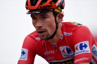 SALLENT DE GLLEGO SPAIN OCTOBER 25 Arrival Primoz Roglic of Slovenia and Team Jumbo Visma Red Leader Jersey Disappointment during the 75th Tour of Spain 2020 Stage 6 a 1464km stage from Biescas to Sallent de Gllego Aramn Formigal 1790m lavuelta LaVuelta20 La Vuelta on October 25 2020 in Sallent de Gllego Spain Photo by Justin SetterfieldGetty Images