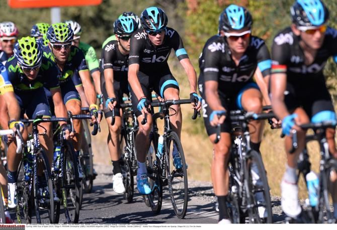 Chris Froome and his Team Sky teammates feeling the heat in their black kits