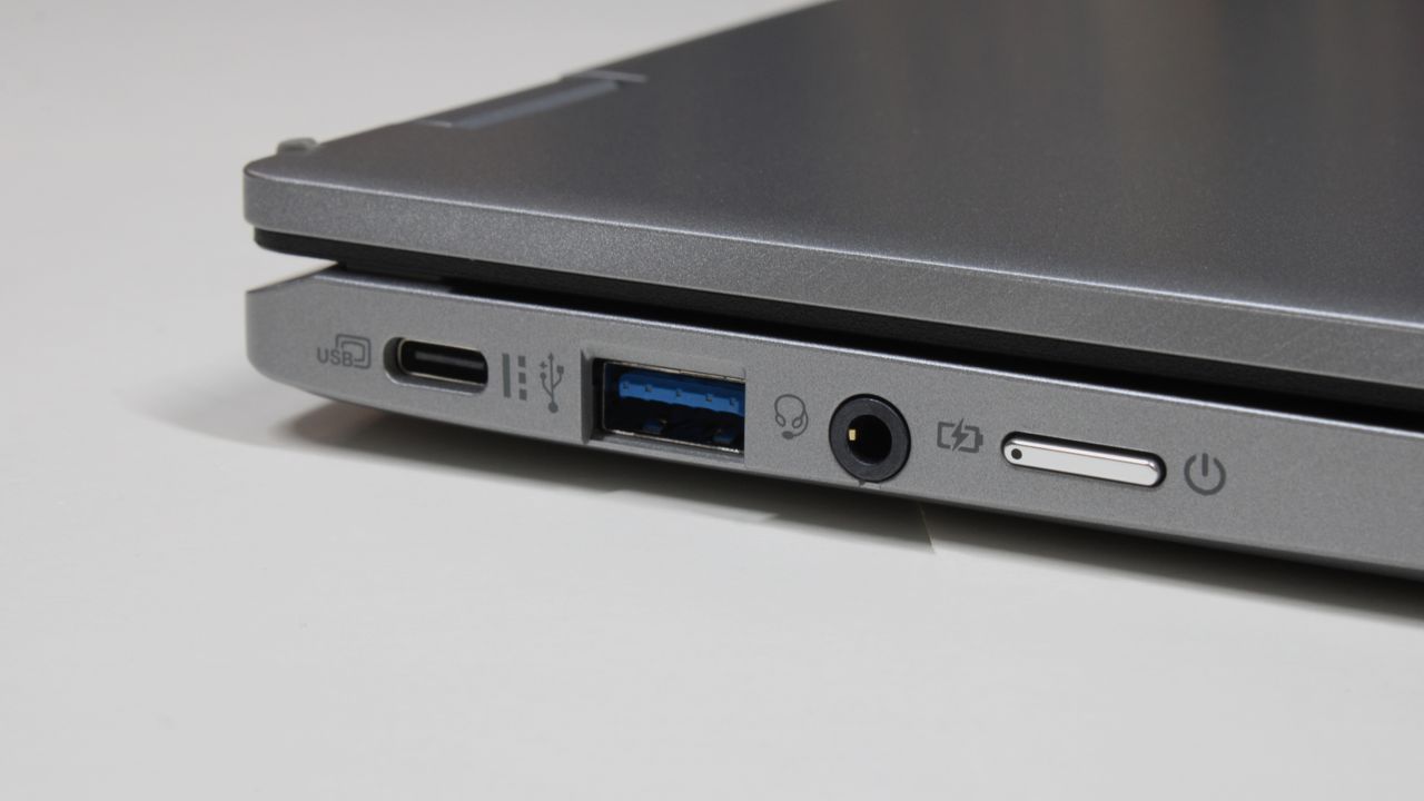 A close up of ports on the side of a laptop