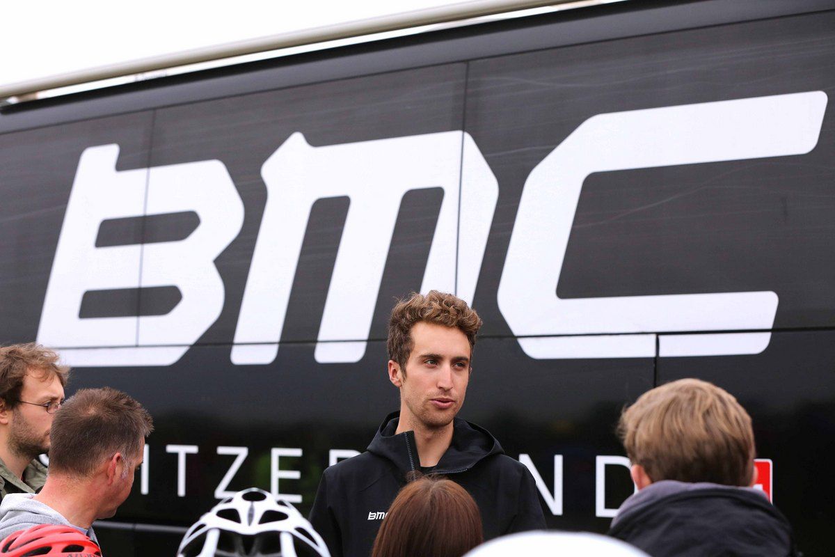 Taylor Phinney at the team bus