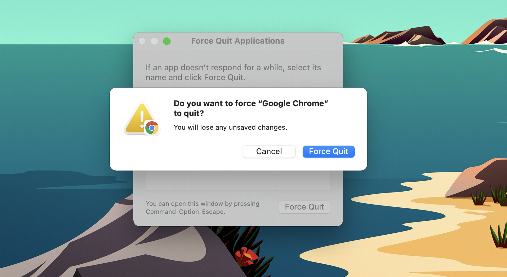 shortcut for force quit mac