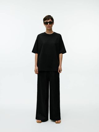 Wide Linen Trousers - Black - Arket Gb