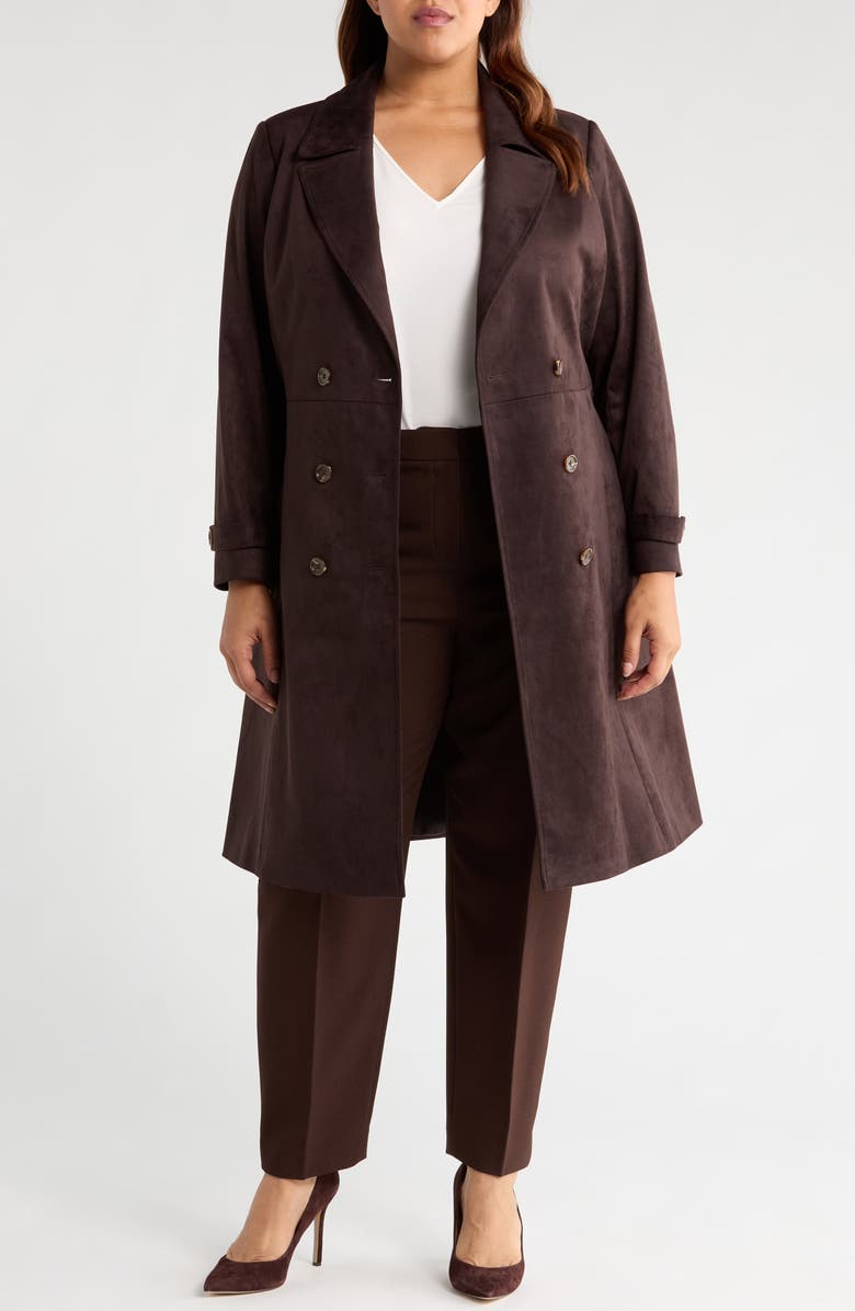 Faux Suede Trench Coat