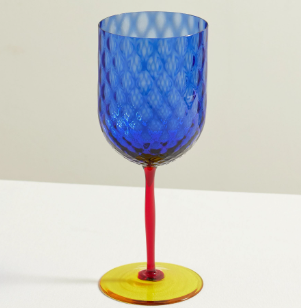 Color block wine goblet.