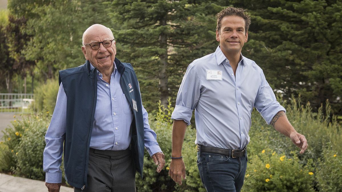 Rupert Murdoch (left) and his son Lachlan Murdoch at the Allen &amp; Co. Media and Technology Conference in Sun Valley, Idaho, U.S., on Friday, July 13, 2018.