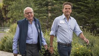 Rupert Murdoch (left) and his son Lachlan Murdoch at the Allen & Co. Media and Technology Conference in Sun Valley, Idaho, U.S., on Friday, July 13, 2018.