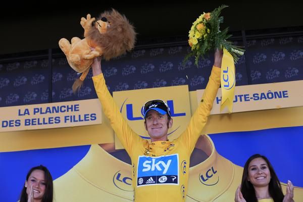 Bradley Wiggins (Sky) in the maillot jaune