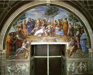 Dervla Murphy's favourite painting, Parnassus by Raphael.