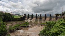 Low water levels outside the Miraflores locks of the Panama Canal near Panama City, Panama, on Friday, Nov. 3, 2023. 