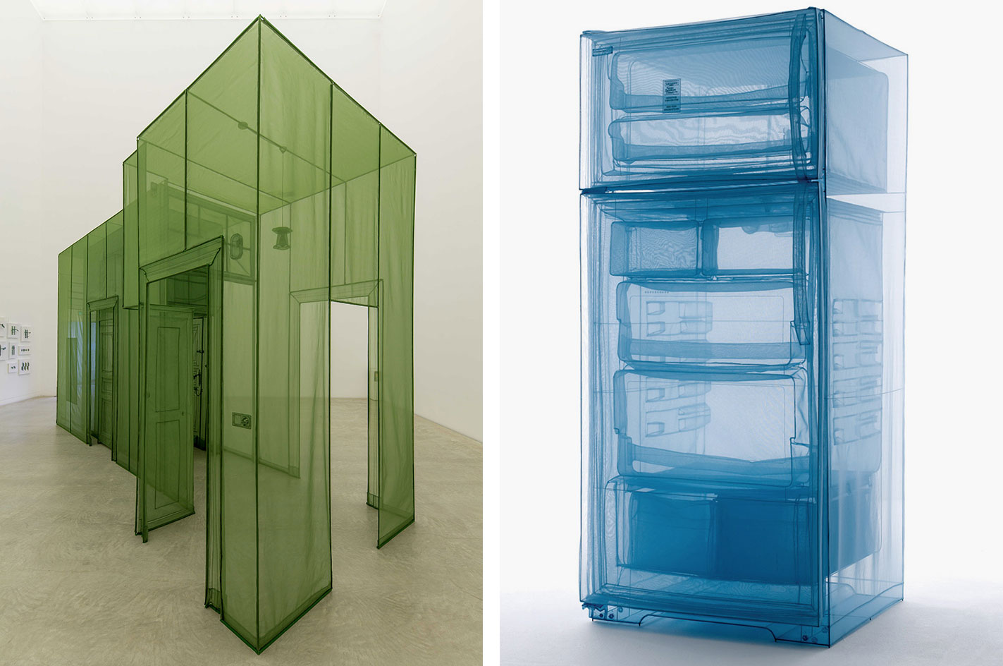 Model of green passageway and blue storage space