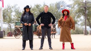 Antonia Lofaso, Bobby Flay and Maneet Chauhan in BBQ Brawl: Flay V. Chauhan V. Lofaso