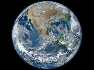 Earth from space, a "blue marble" image.