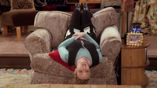 Phoebe lays upside down in "The One With The Embryos"