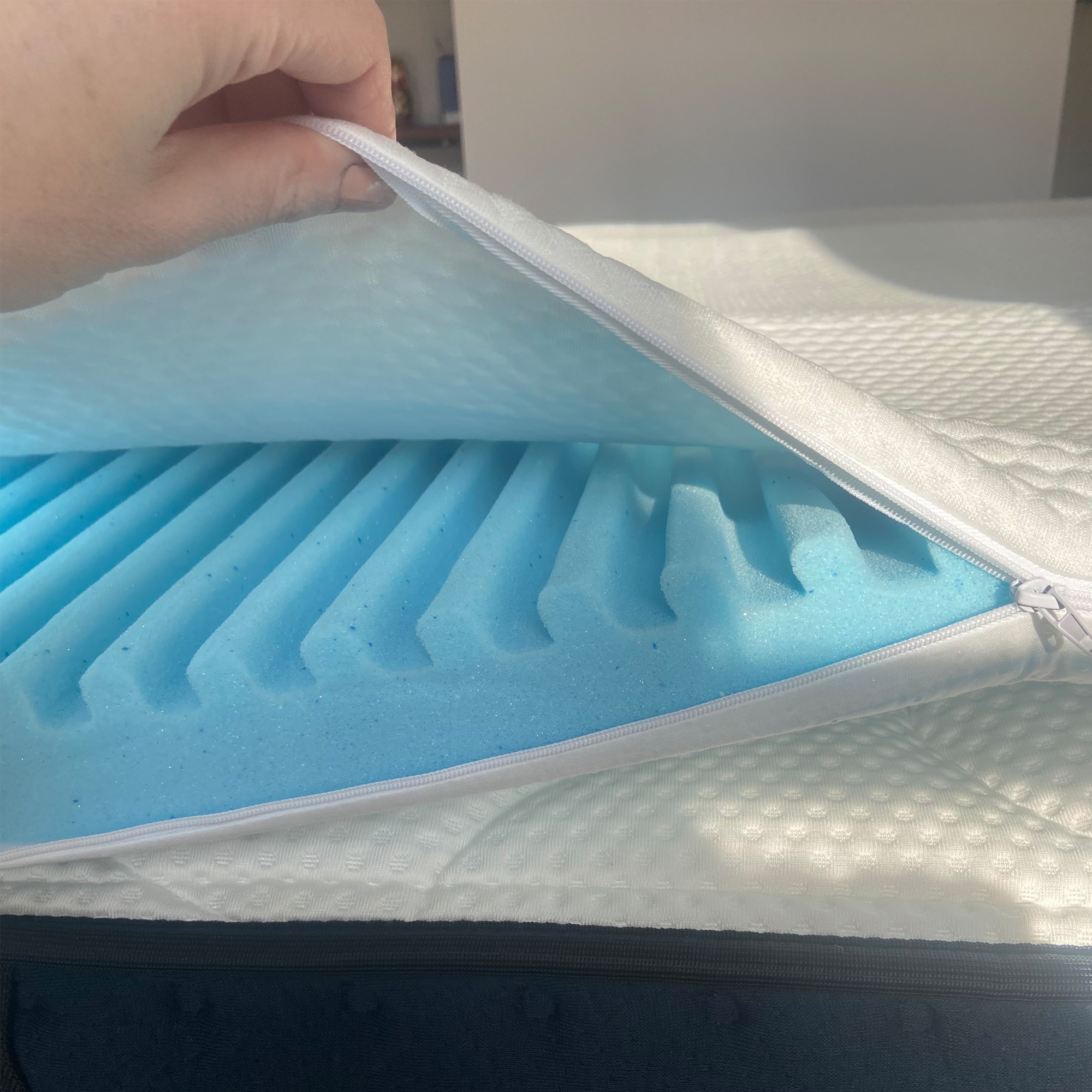 Dunelm Gel Fusion Mattress Topper being tested