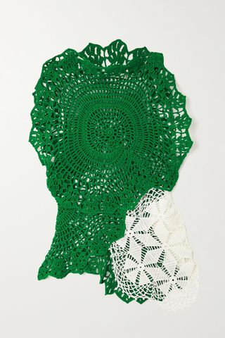 Christa Asymmetrisches zweifarbiges gestricktes Baumwolloberteil