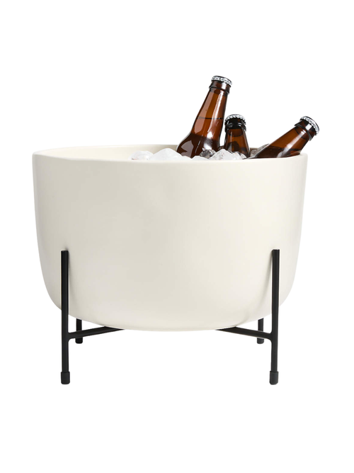 Bristol Ceramic Beverage Tub With Black Iron Stand
