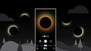 Diagram showing using Google Pixel phone to photograph a solar eclipse
