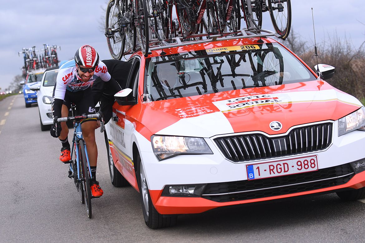 Thomas De Gendt at the Lotto Soudal car