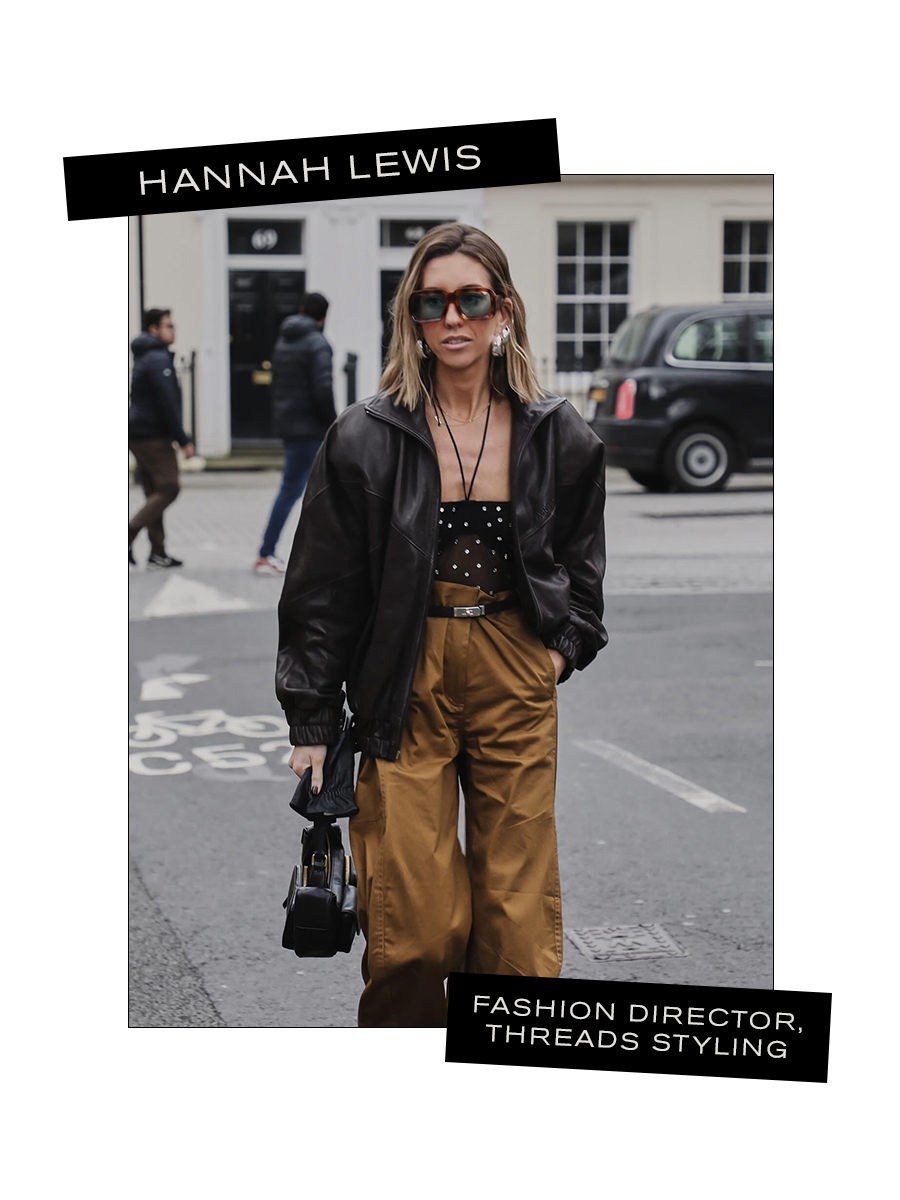 a street style image of Threads Styling Fashion Director Hannah Lewis
