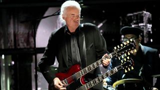 Jimmy Page performs onstage at the 38th Annual Rock & Roll Hall Of Fame Induction Ceremony at Barclays Center on November 03, 2023 in New York City. 