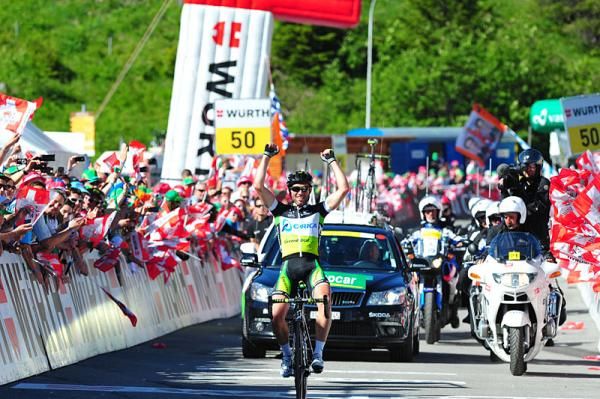 Michael Albasini (Orica-GreenEdge) celebrates a stage 8 win
