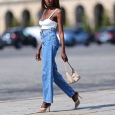 Fashion week attendees wear heeled mules in Paris