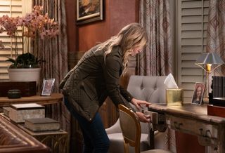 Charity Dingle rummages around in Home Farm looking for intel on Joe Tate