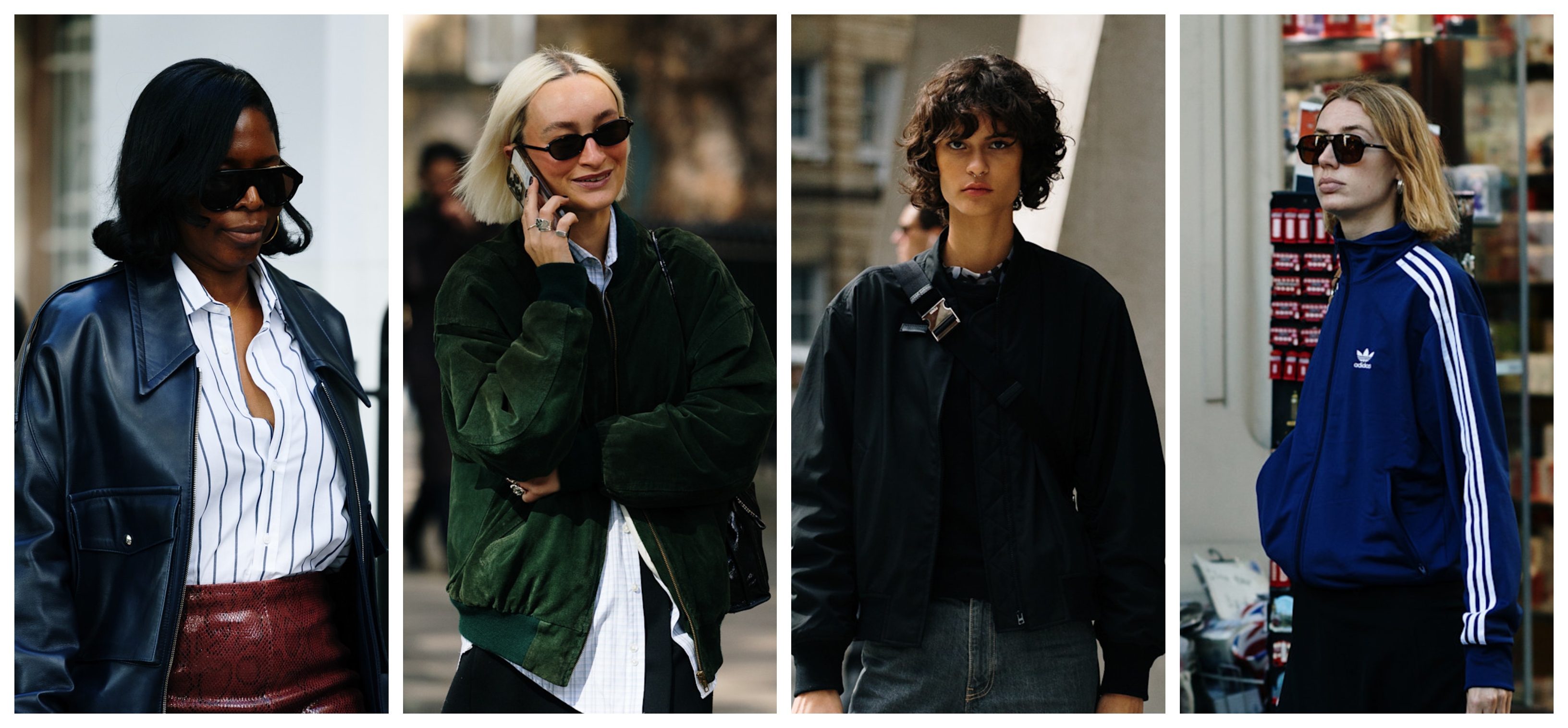 a grid layout of four stylish women with bob haircuts