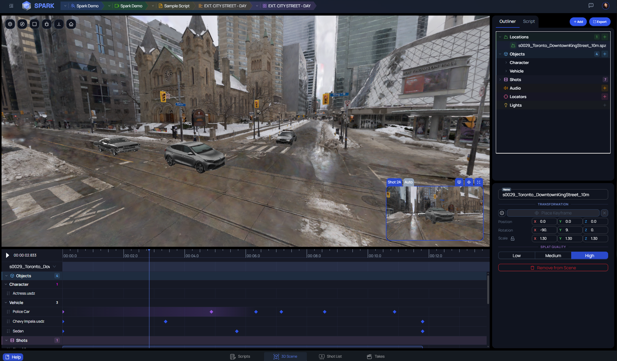 Scenes from a virtual filming app