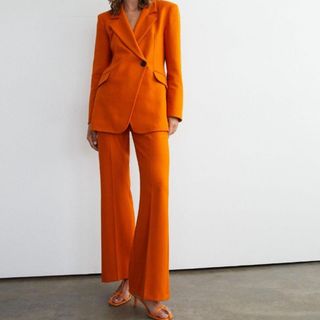 Warehouse orange kick flare trousers