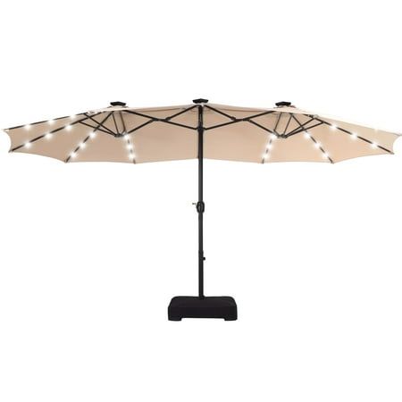 Double-Sided Solar Patio Umbrella With Solar Lights