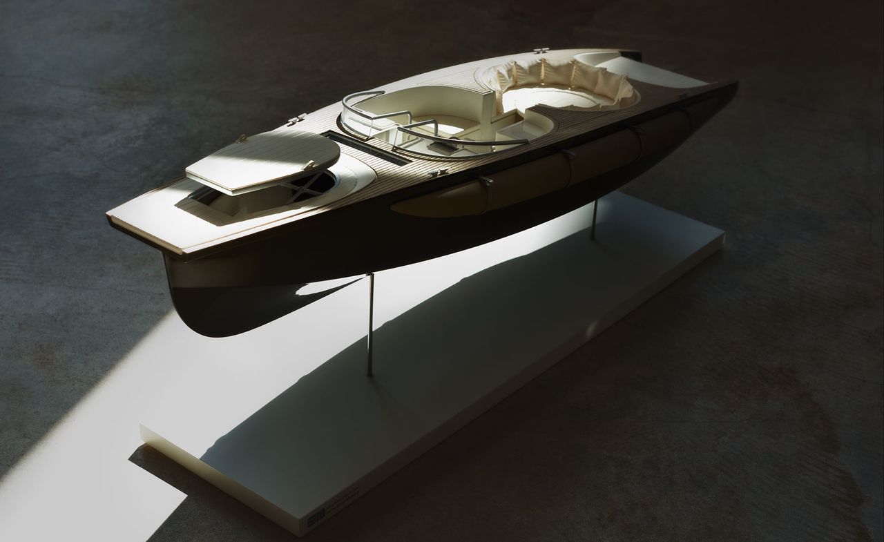 The boat’s front lounging area can be raised to allow light and fresh air into the main cabin below