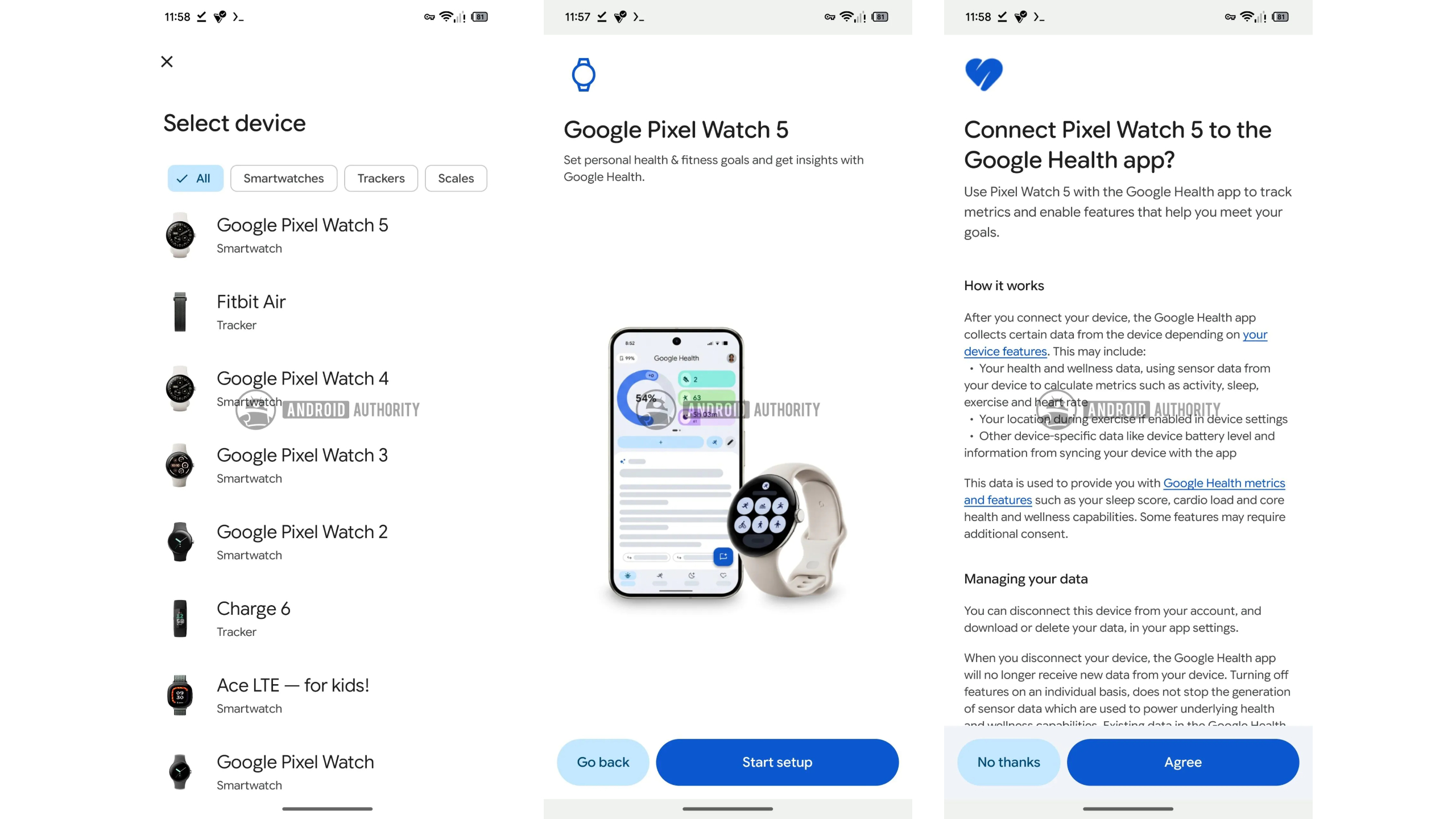Pixel Watch 5's setup process
