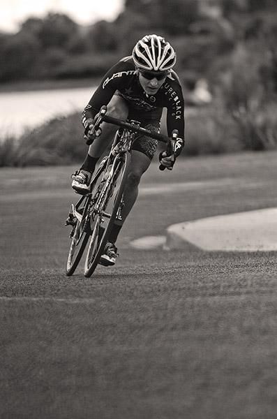 Alexander Ray (Central Coast Council) from New Zealand goes on the attack during the stage six criterium in Ulverstone.