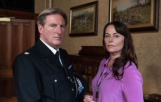 Adrian Dunbar as Hastings and Polly Walker as Gill in Line of Duty