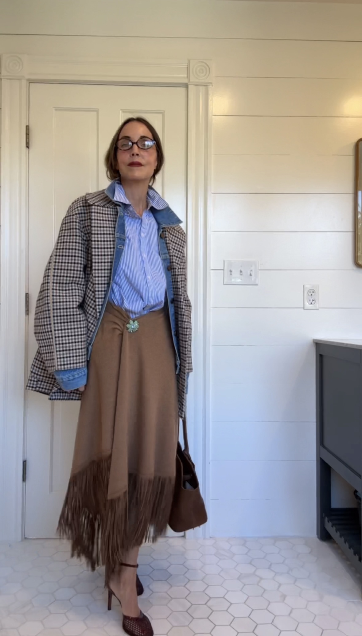 Larissa Mills wearing a scarf