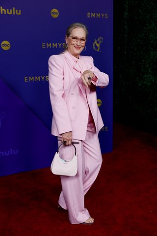 Meryl Streep wearing a pink suit at the 2024 emmys