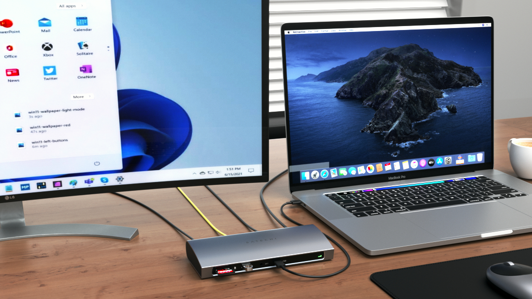 Satechi Thunderbolt 4 Dock on table in promo image