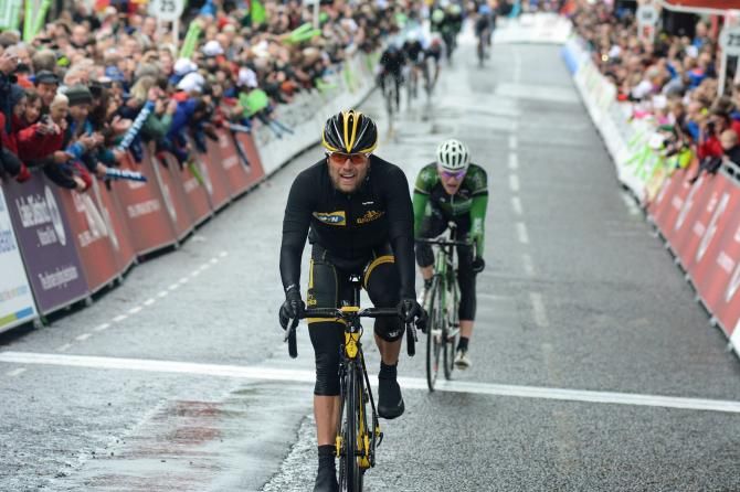 Gerald Ciolek (MTN-Qhubeka) wins ahead of An Post's Sam Bennett in stage 2 of the Tour of Britain