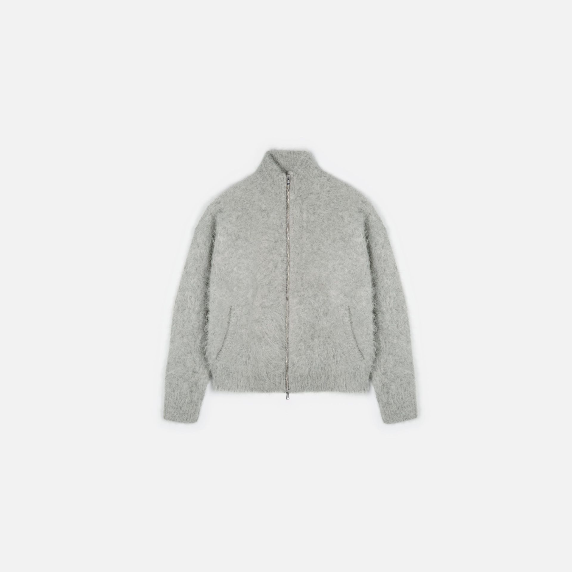 Alpaca Zip Funnel Knit Sweater