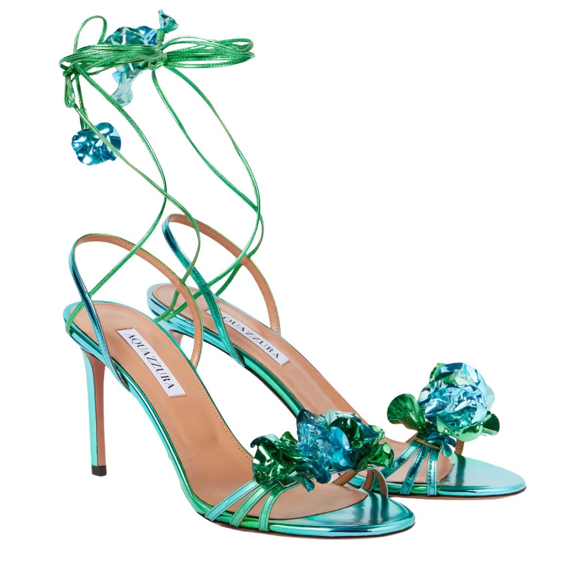 aquazzura Daryl 75 metallic leather sandals